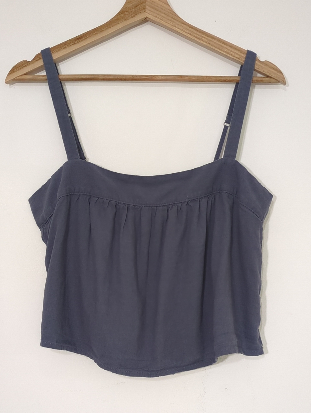 Abercrombie & Fitch Slate Blue Adjustable-Strap Cropped Camisole